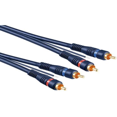 Cable bleu RCAx2 dore avec remote 5m