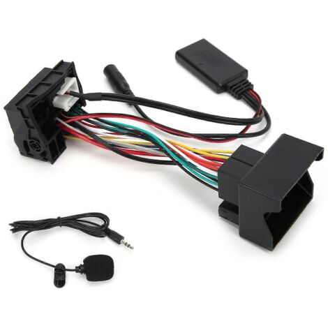 Câble Bluetooth AUX-IN 12 broches adaptateur stéréo audio avec microphone compatible Peugeot 207 307 407 308