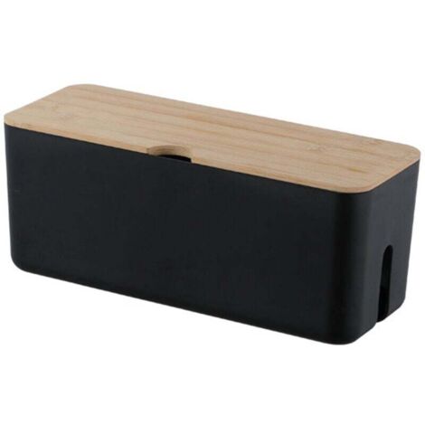 Cable Box Range Cable Rangement(Noir), Boîte pour câbles, Boîte Cache-Câble pour Garder Les Câbles Bien Rangés,Boite Rangement pour Cables Chargeurs et Multiprises,Pieds en Caoutchouc