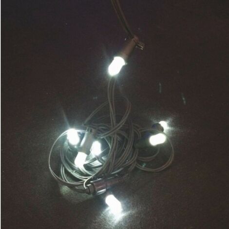 Câble caoutchouté chaîne blanche 20 LED pour extérieur 10 mètres Euronatale