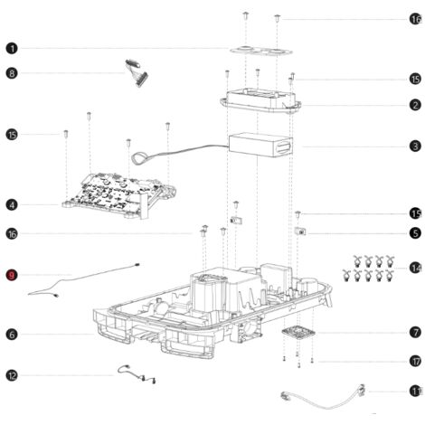 Câble capteur levage gauche i108E BLUBIRD robot tondeuse AB12.02.00.0161