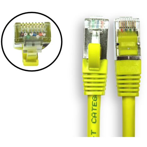 Câble cat 8 catégorie 8 S/FTP RS PRO, Jaune, 3m LSZH Avec connecteur Droit LSZH ( Prix pour 1 )
