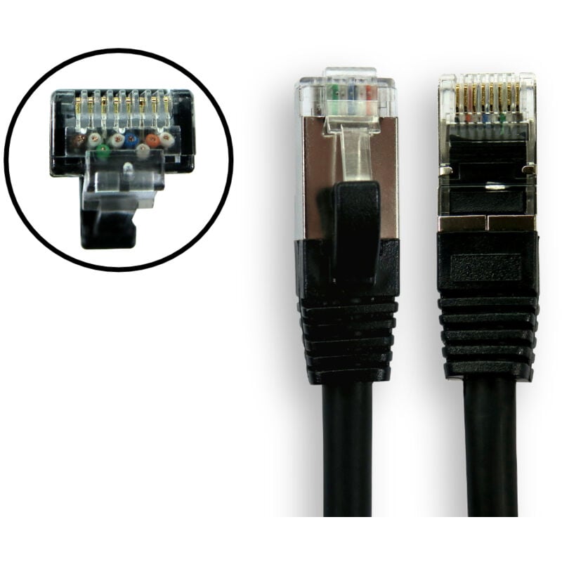 Rs Pro - Câble cat 8 catégorie 8 s/ftp Noir, 20m lszh Avec connecteur Droit lszh ( Prix pour 1 )