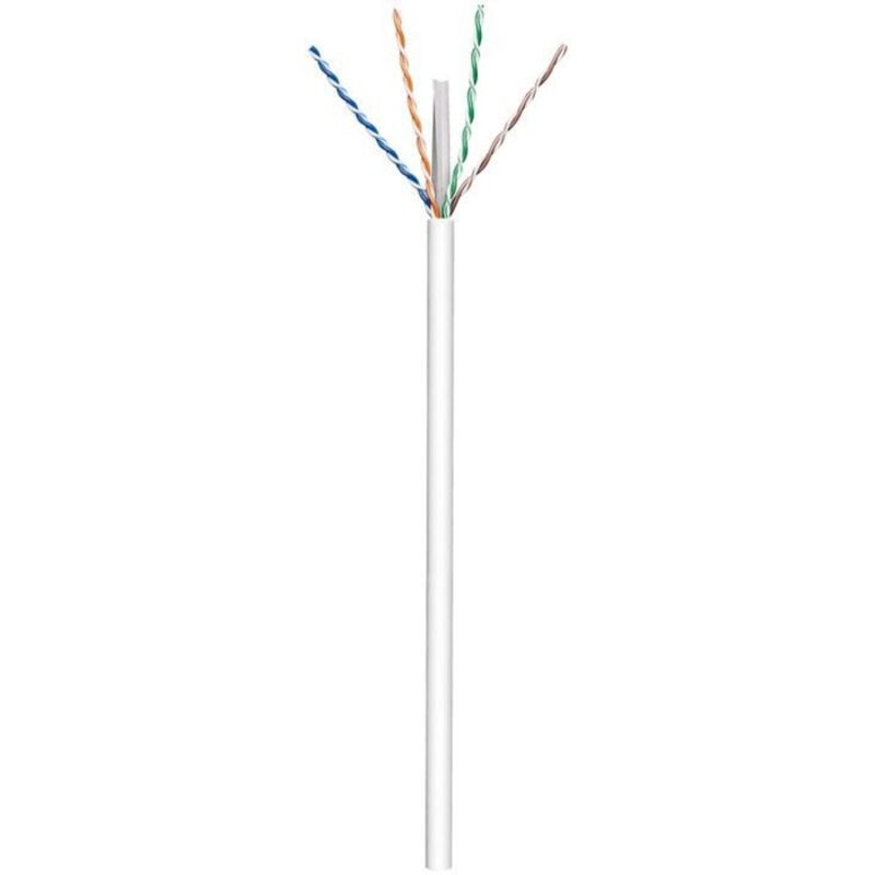 Goobay - cat 6 Câble Patch, u/utp, blanc, mélange de cuivre cca pour applications soho, awg 23/1 (solid), pvc. Longueur de câble 100 m