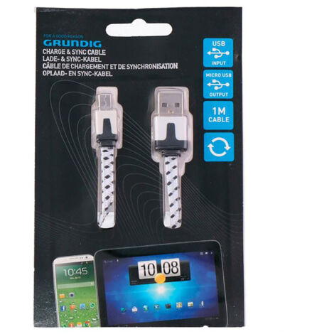 Câble chargeur Grundig USB vers micro USB avec synchronisation 1m