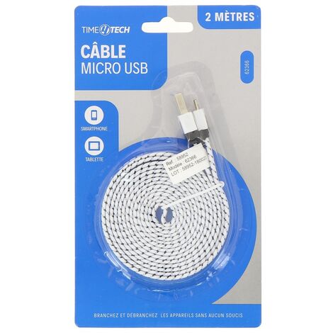 Câble chargeur micro USB - Longueur 2 mètres -Coloris aléatoire - Aléatoire