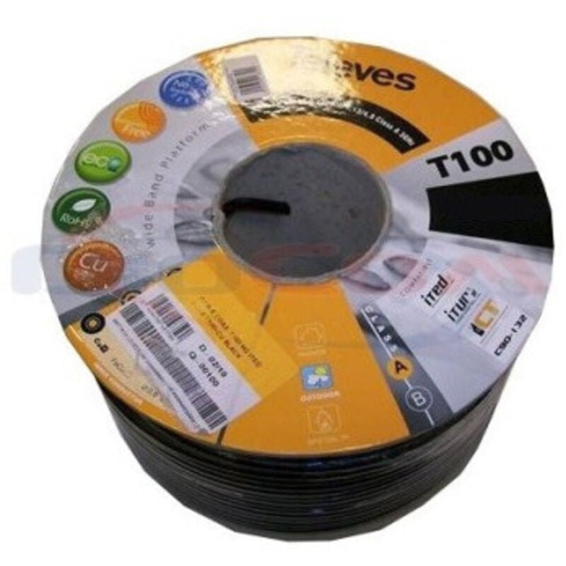Televes - câble coaxial 16 patc noir T100 Classe a tv tnt satellite Exterieur