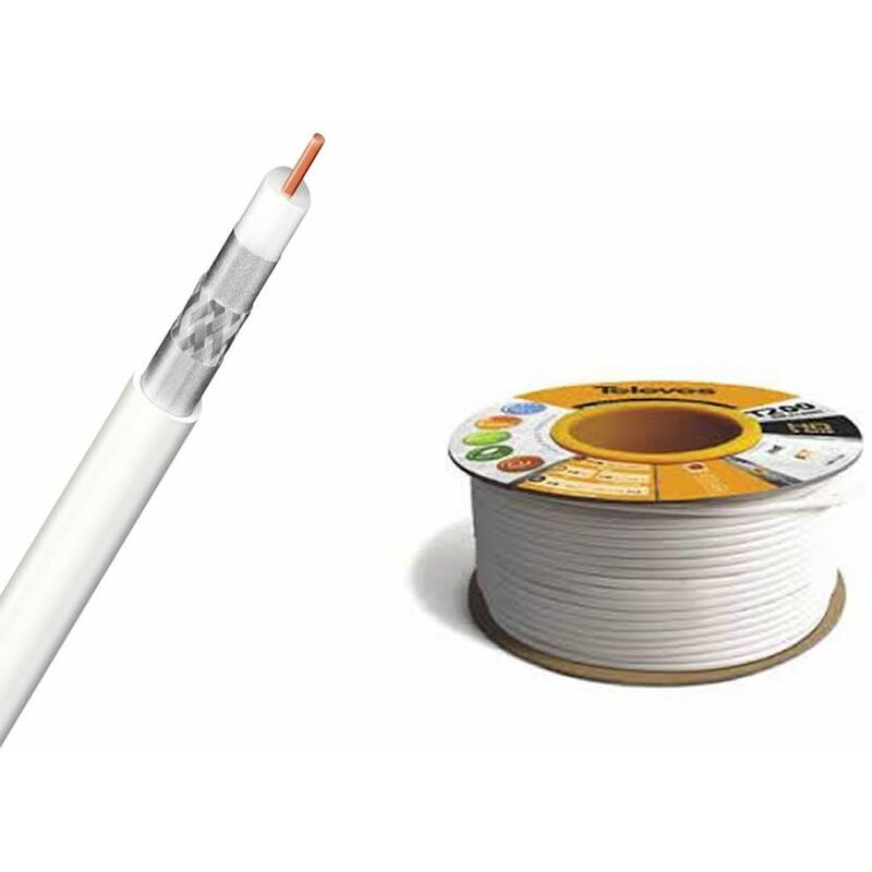 

Cable coaxial para TV de cobre malla aluminio blanco 100m 2128 - Televes