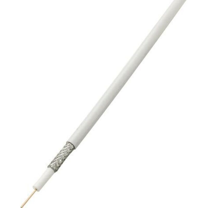 1567170 Câble coaxial ø extérieur: 6.60 mm RG6 /u 75 ω 65 dB blanc 50 m S849471 - Tru Components