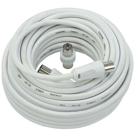 Câble coaxial Tv 10 Mètres + adaptateur