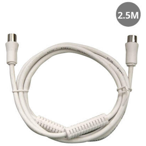Cable coaxial TV con filtro 2,5M de macho a hembra Blanco