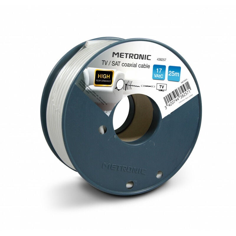 Câble tv coaxial bobine 17 VAtC 25 m - blanc