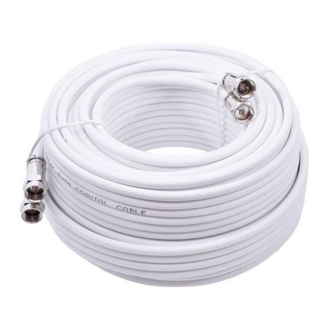 Câble coaxial TWIN 2x19 VAtC 25 m – Transmission signal optimale – Couleur blanche – Diamètre 7 mm pour antenne satellite TV