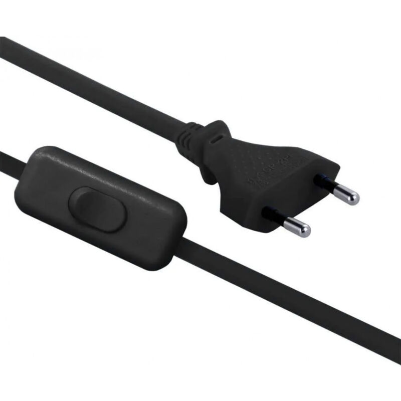 

Electraline - Cable con interruptor y enchufe 6A, 2x0,75, negro