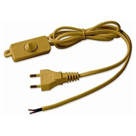Cable con interruptor y enchufe 6A, 2x0,75, oro