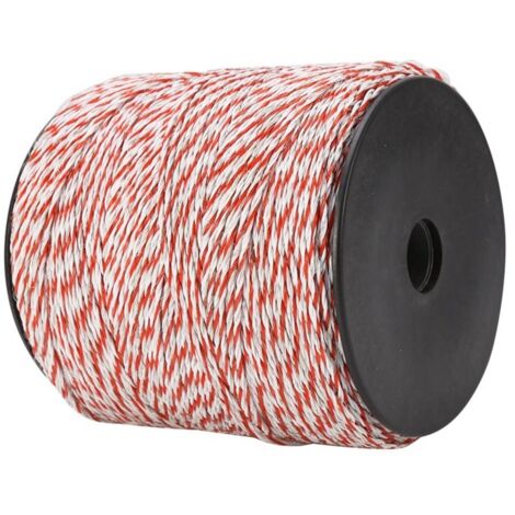 Cable conductor de acero inoxidable blanco y rojo de 500 m para cercas eléctricas de ganado.