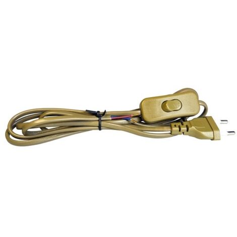 Cable conexión plano con interruptor (2x0.75mm) 1,5M Dorado