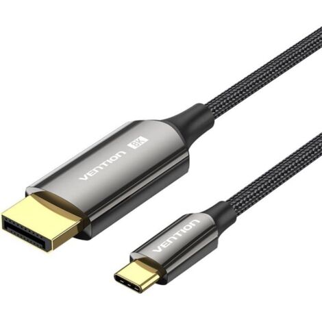 Cable Conversor DisplayPortI 8K Vention CRFBF/ USB Tipo-C Macho - DisplayPort Macho/ 1m/ Negro