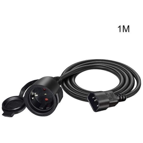 Câble convertisseur d'alimentation IEC320-C14 mâle vers EU4,8 mm femelle avec capuchon anti-poussière - 1 m