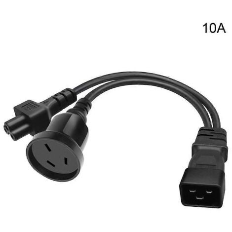 Câble convertisseur d'alimentation IEC320-C20 mâle vers IEC320-C5 femelle + AU, noir, 10A
