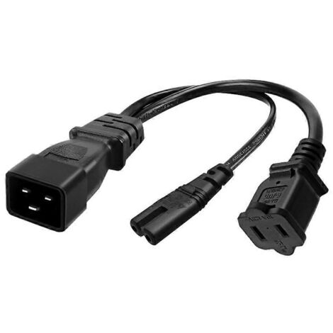 Câble convertisseur d'alimentation IEC320-C20 mâle vers IEC320-C7 +1-15R femelle noir