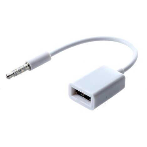 Câble convertisseur jack audio AUX mâle 3,5 mm vers USB 2.0 femelle --