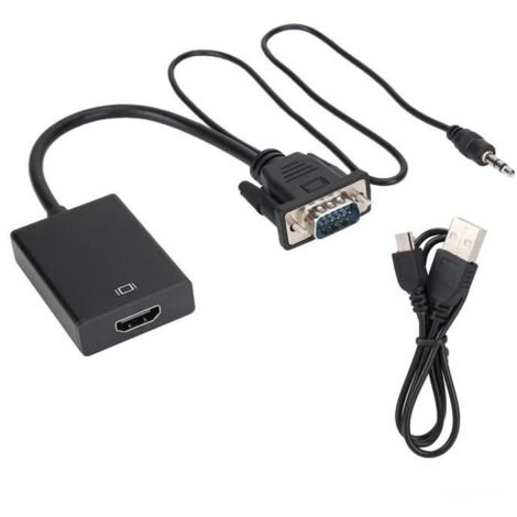 Cable convertisseur VGA vers HDMI avec audio pour projecteur PC HDTV 1080P
