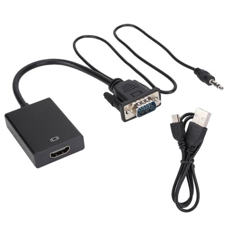 Câble Convertisseur VGA vers HDMI avec Audio pour Projecteur PC TVHD 1080P