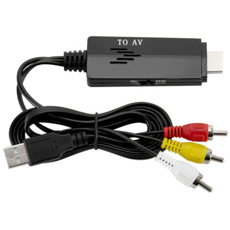 Câble convertisseur vidéo HDMI vers RCA mâle-mâle pour TV, VHS, VCR - 480i/576i