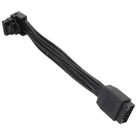 Câble coudé 16 broches pour carte graphique, câble vidéo 2VHPWR à tête de rotation droite - Ligne noire -