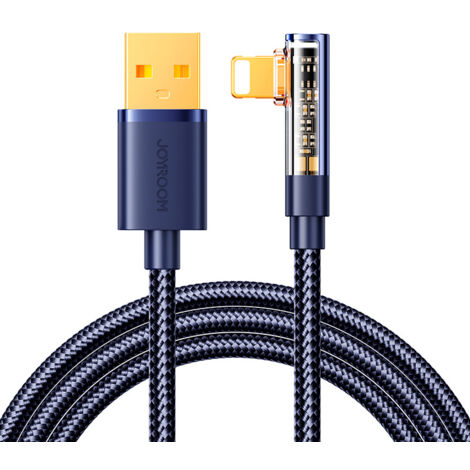 Câble coudé pour iPhone USB-A - Lightning 2,4A 1,2 m bleu
