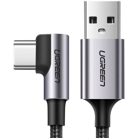 Câble coudé USB-A - USB-C 3A 3 m - gris