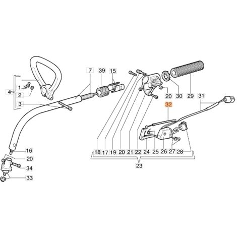Câble d'accélérateur de débroussailleuse EMAK modèle 720 ORIGINAL 4160430A