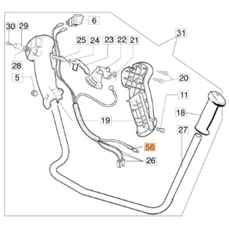 Câble d'accélérateur de débroussailleuse EMAK modèle 727T ORIGINAL 074000301
