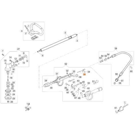 Câble d'accélérateur de débroussailleuse EMAK modèle BCF430 ORIGINAL 61250218R