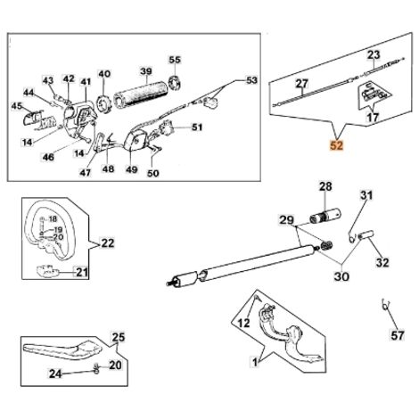 Câble d'accélérateur de débroussailleuse modèles 433BP ORIGINAL EMAK 044000059