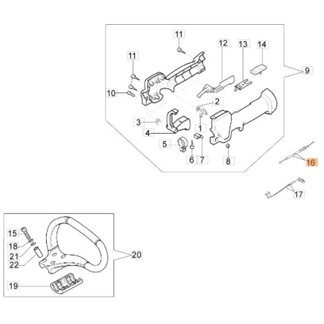 Câble d'accélérateur pour débroussailleuse ORIGINAL EMAK 61260005R