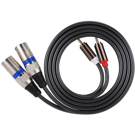 Câble d'adaptateur audio RCA mâle vers XLR mâle 1,5 m, cordon de raccordement double rangée en PVC