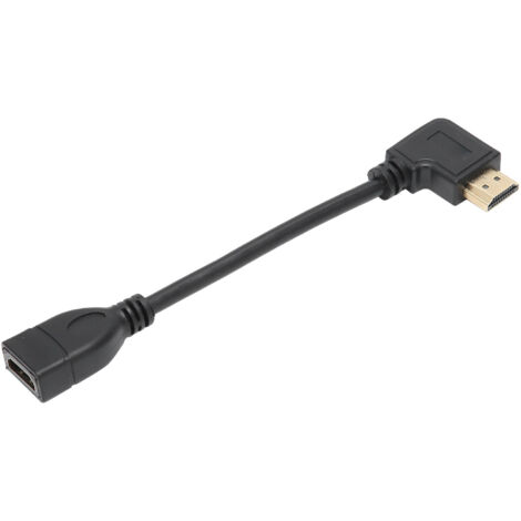 Câble d'adaptateur HDMI femelle vers mâle à tête gauche, 15 cm, fil de connexion haute définition