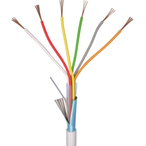 Câble d'alarme LiYY 70I140 6 x 0.22 mm² blanc 10 m – Flexible et blindé – Pour applications de sécurité – Elan - LIYY 6 X