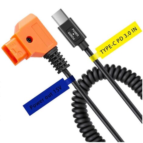 Câble d'alimentation 15 V PD3.0 USB Type-C mâle vers connecteur D-Tap mâle 15 V
