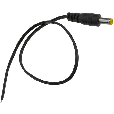 Câble d'alimentation 30 cm 22AWG et connecteur DC-Jack mâle jaune 5,5 mm x