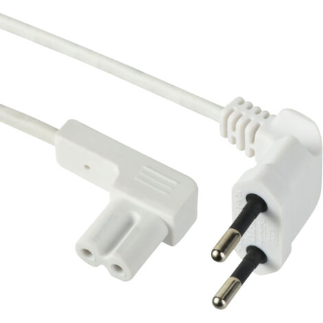 Câble d'alimentation Audio, vidéo, Radio, Sonos Play coudé Fiche Euro vers Prise Double Femelle Type C7, 3M, Blanc