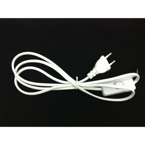 Câble d'alimentation avec interrupteur 220V 1.5m BLANC - Blanc - SILAMP - Blanc
