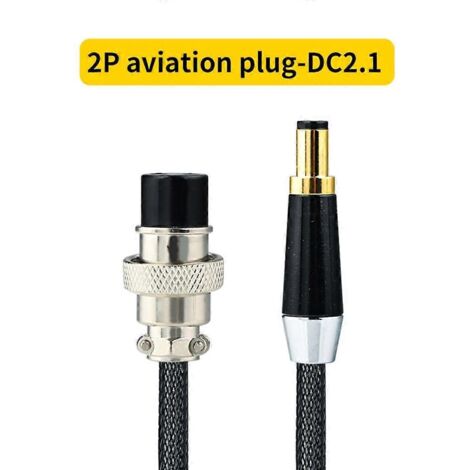 Câble d'alimentation Aviation 2P vers DC2.1/2.5 pour audio, longueur 0.75m