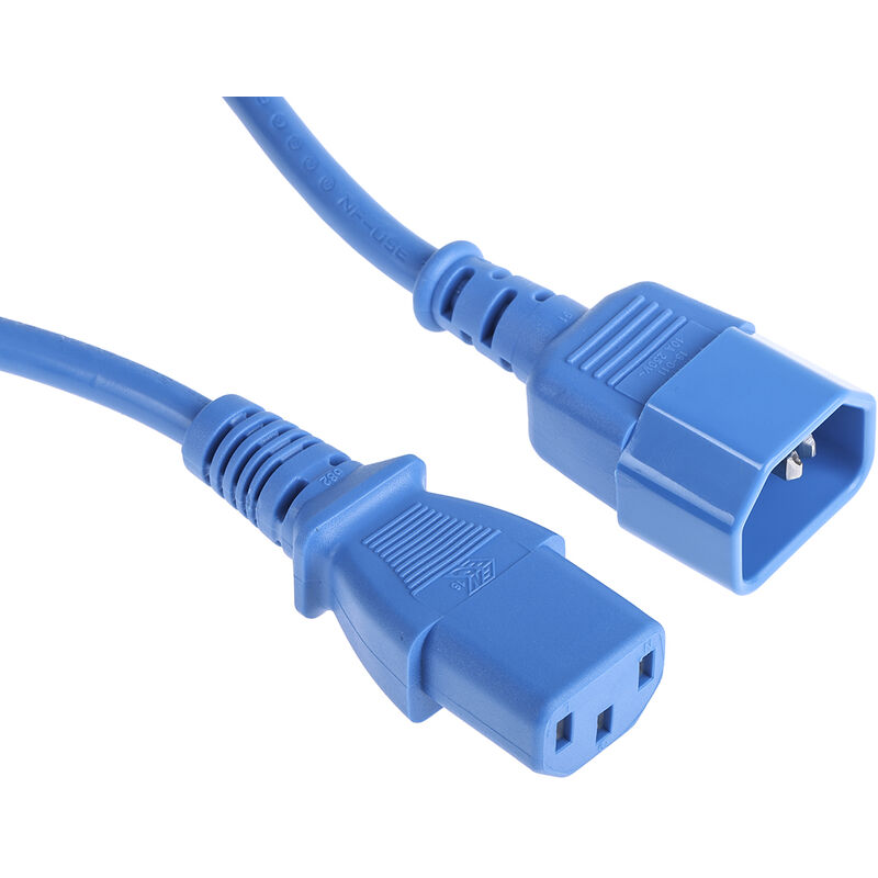 Rs Pro - Câble d'alimentation, Bleu, Connecteur C13, iec vers C14, cei, 500mm ( Prix pour 1 )