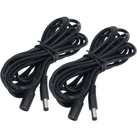 Câble d'Alimentation DC 12V 24V 5.5x2.1mm pour LED Lumière Solaire et Surveillance 2 Pièces