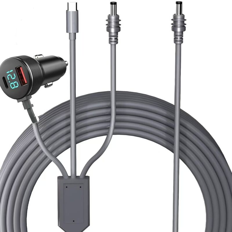 Coocheer - Câble d'alimentation dc mini Starlink pour voiture, câble dc 3 en 1 de 3 mètres, alimentation dc satellite Starlink étanche 18 awg,