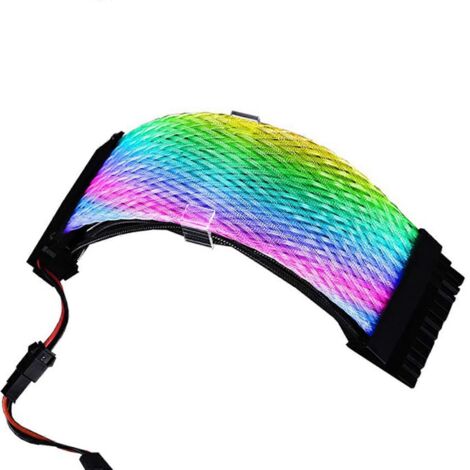 Câble d'alimentation gainé RGB 24 broches avec éclairage LED