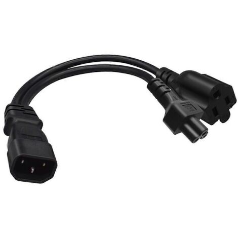Câble d'alimentation IEC320-C14 mâle vers C5 femelle avec prise Nema 5-15R, 3 bornes